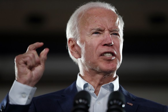 FILE - In this Oct. 31, 2018 file photo, former Vice President Joe Biden speaks during a rally in Bridgeton, Mo. Biden says he&#039;ll announce within the next two months whether he plans to challenge ...