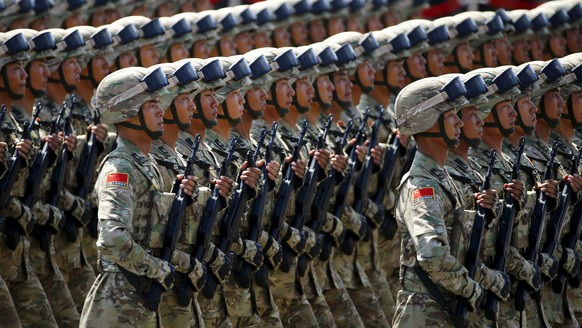Soldaten der chinesischen Volksbefreiungsarmee: Die Ausgaben sind markant gestiegen.&nbsp;