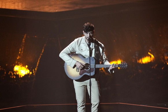 Stefan from Estonia singing &#039;Hope&#039; performs during rehearsals at the Eurovision Song Contest in Turin, Italy, Wednesday, May 11, 2022. (AP Photo/Luca Bruno)