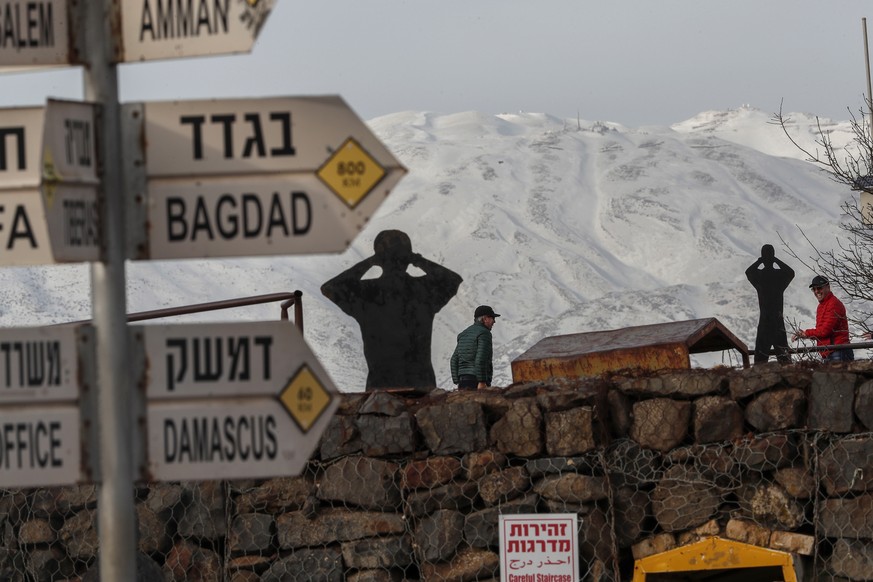 epa07303935 A view of Mount Hermon as seen from Ben Tal overlooking in the Golan Heights, 20 January 2019. A rocket has been fired from Syria toward the Mount Hermon Resort, in reaction to an Israeli  ...