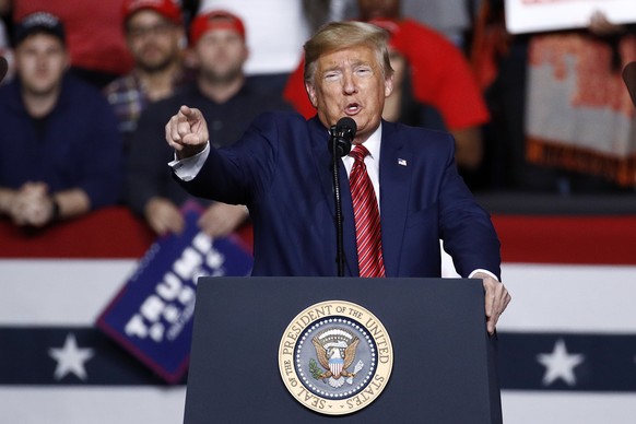 FILE - In this Friday, Feb. 28, 2020, file photo, President Donald Trump speaks during a campaign rally, in North Charleston, S.C. Trump is looking to reverse a decline in his political fortunes by re ...