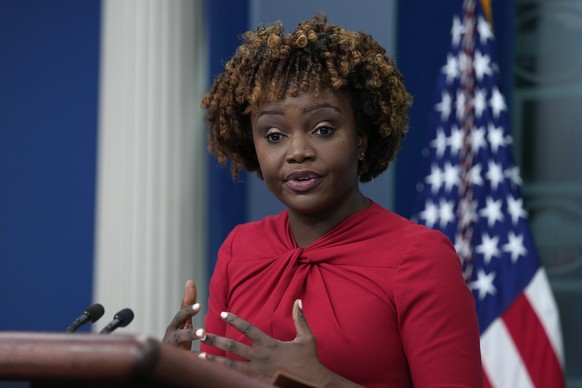 White House press secretary Karine Jean-Pierre speaks during the daily briefing at the White House in Washington, Monday, Dec. 5, 2022. (AP Photo/Susan Walsh)