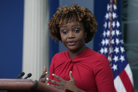 White House press secretary Karine Jean-Pierre speaks during the daily briefing at the White House in Washington, Monday, Dec. 5, 2022. (AP Photo/Susan Walsh)