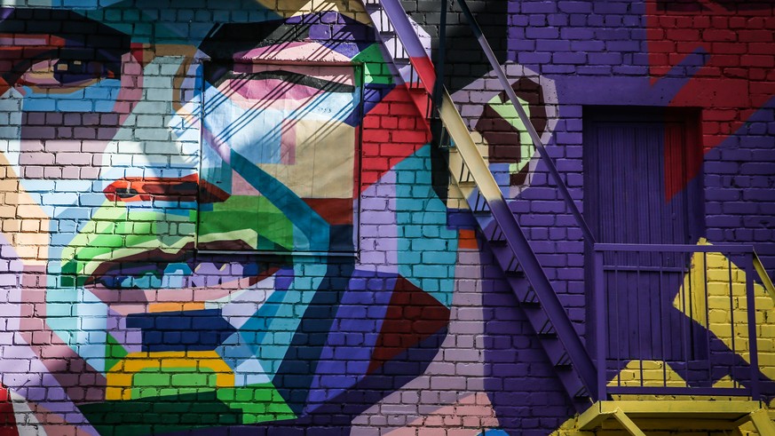 epa06029513 Detail of a graffiti featuring Portugal&#039;s player Cristiano Ronaldo in central Kazan, Russia, 15 June 2017. Portugal will face Mexico in a FIFA Confederations Cup 2017 Group A match at ...