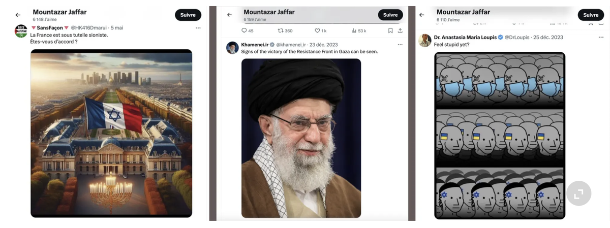 Trois tweets likés par Mountazar Jaffar.