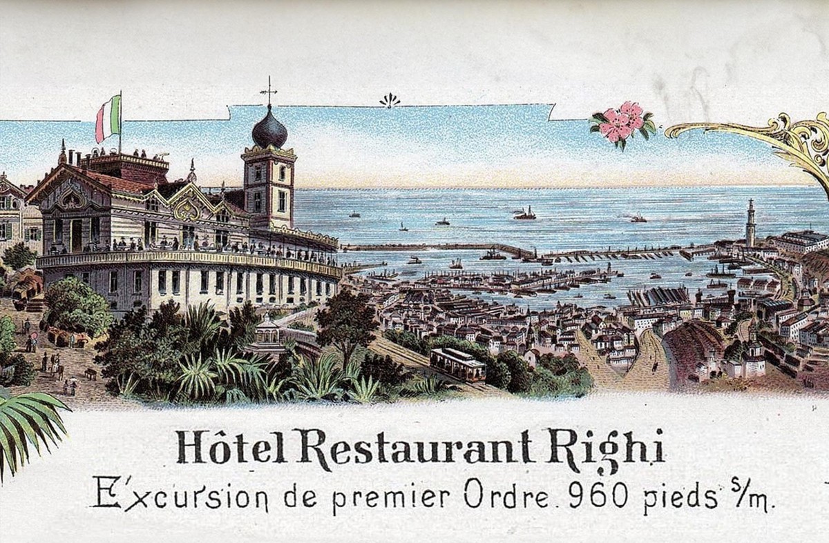 Postkarte der Righi in Genua, Anfang 20. Jahrhundert.