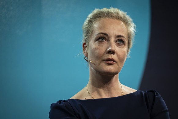 epa11316482 Yulia Navalnaya, wife of late Russian opposition leader Alexei Navalny attends the 53rd St. Gallen Symposium in St. Gallen, Switzerland, 03 May 2024. EPA/GIAN EHRENZELLER