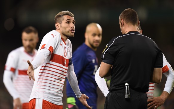 Football Soccer - Republic of Ireland v Switzerland - International Friendly - Aviva Stadium, Dublin, Republic of Ireland - 25/3/16
Switzerland&#039;s Valon Behrami and Blerim Dzemaili gesture to the ...