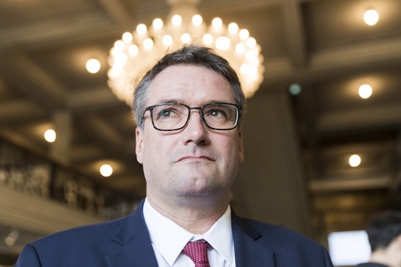 Christian Levrat, candidat PS lors de la journee des resultats des elections federales ce dimanche, 20 octobre 2019 a Fribourg. (KEYSTONE/Cyril Zingaro)