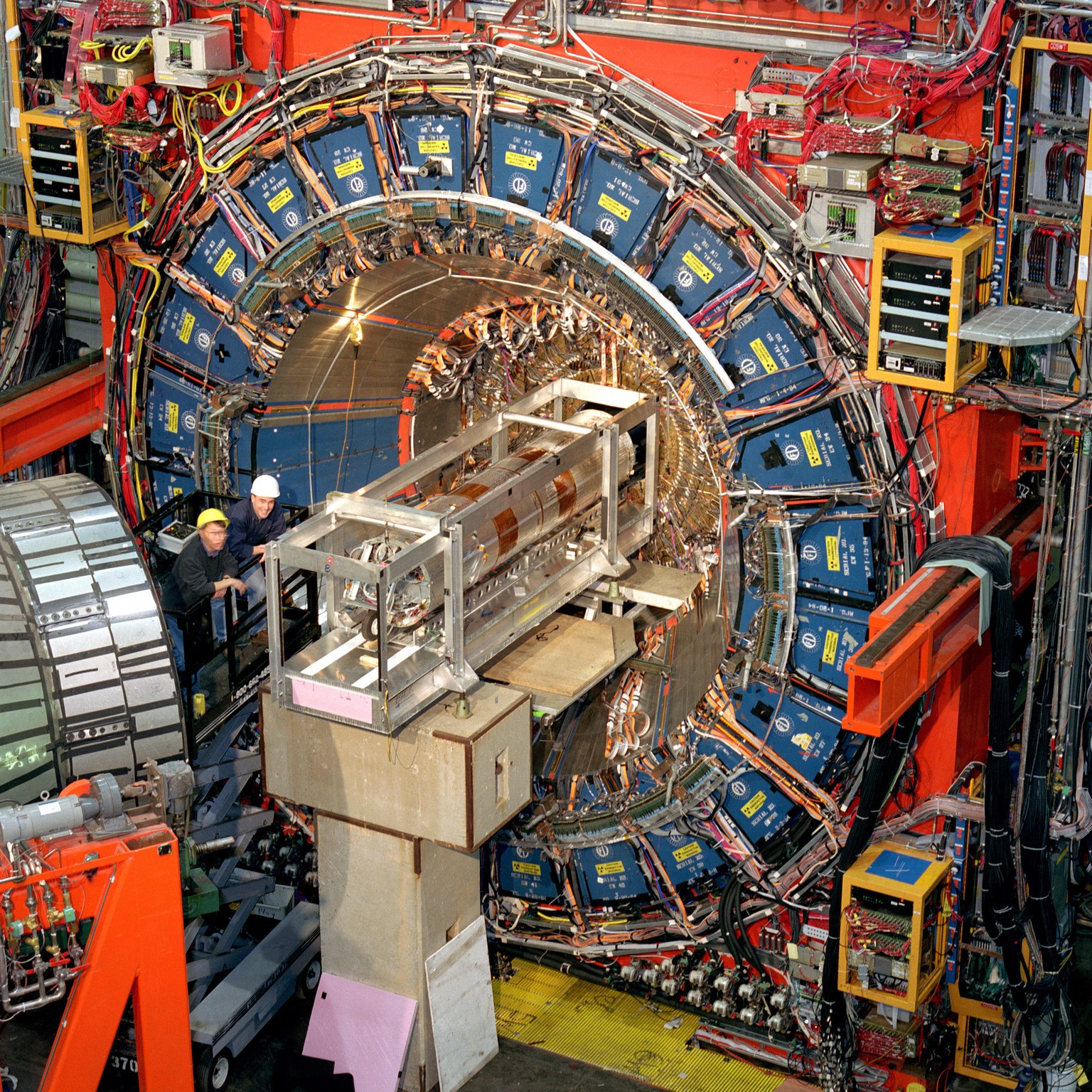 This undated photo provided by the Fermi National Accelerator Laboratory in April 2022 shows the facility&#039;s Collider Detector outside Batavia, Ill. In results released on Thursday, April 7, 2022, ...