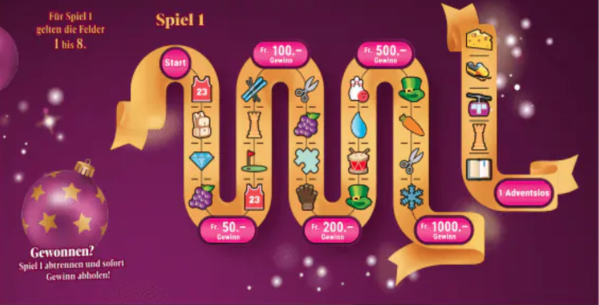 Adventslos Swisslos 2023 Spiel 1