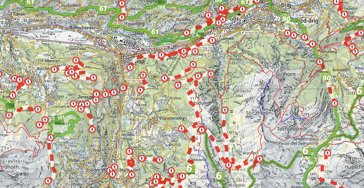 Gesperrte Wanderwege im Wallis. Stand: 16. Juni 2025