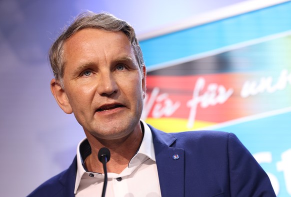 epa09251760 Alternative for Germany (AfD) political party leading member Bjoern Hoecke speaks to supporters at the AfD election party following initial results in Saxony-Anhalt state elections in Magd ...