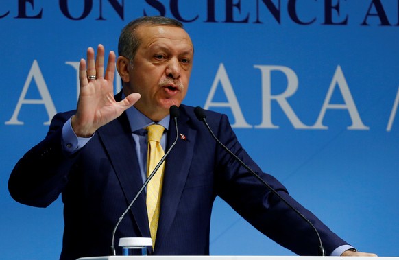 Turkish President Tayyip Erdogan addresses the audience during a meeting in Ankara, Turkey, October 3, 2016. REUTERS/Umit Bektas