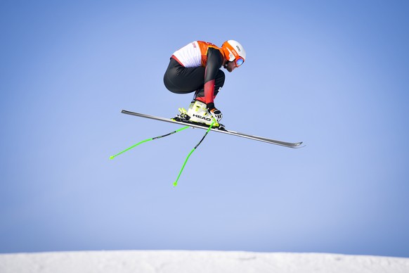 Marc Bischofberger of Switzerland in action during the Men Freestyle Skiing Ski Cross Seeding Round in the Phoenix Snow Park during the XXIII Winter Olympics 2018 in Pyeongchang, South Korea, on Wedne ...