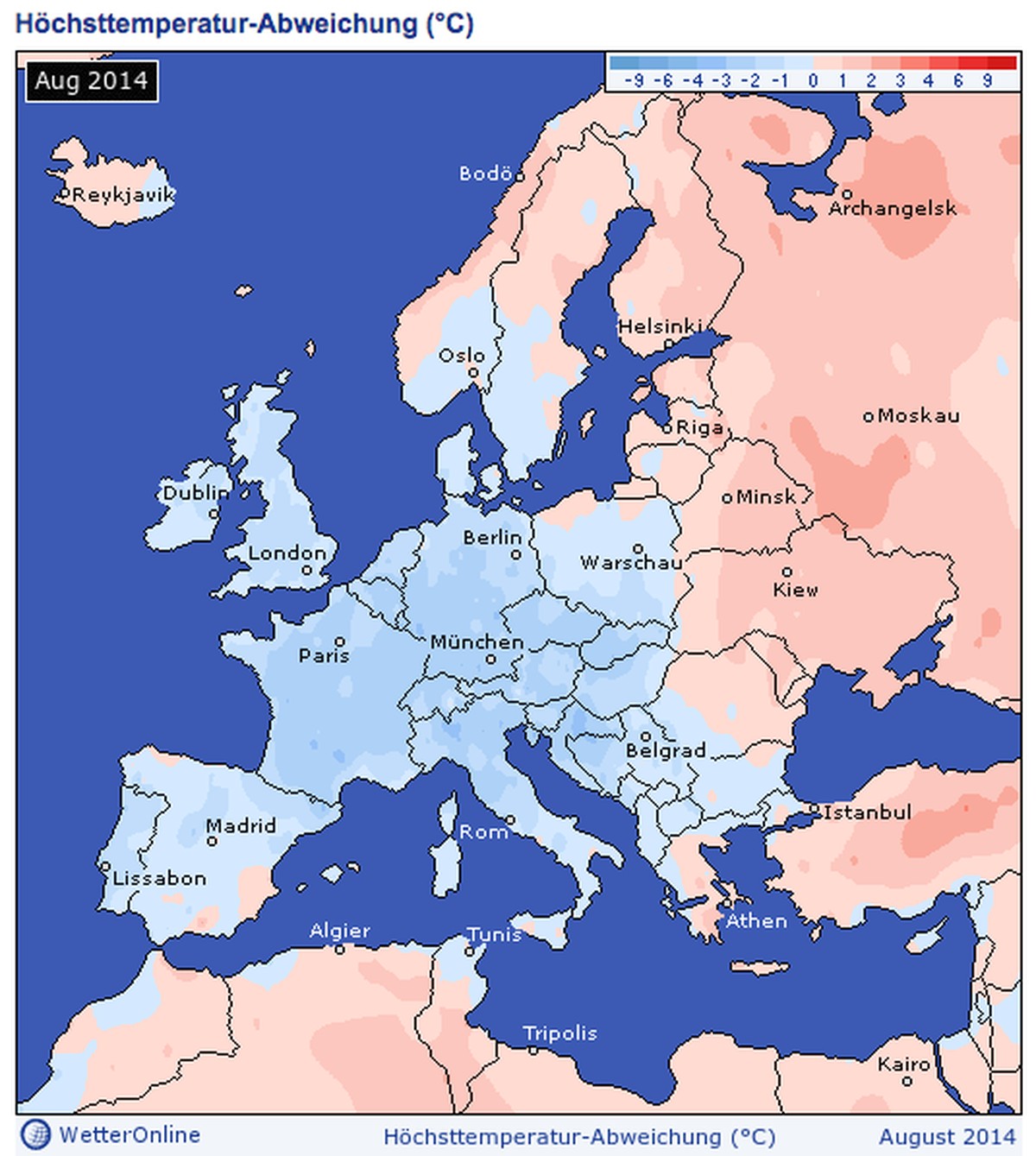 Tatsächlich blieben die Durchschnittstemperaturen im Sommer vor allem in Mitteleuropa deutlich unter dem Durchschnitt.