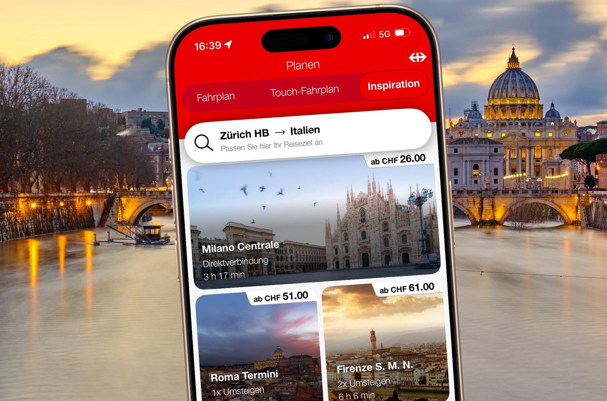 Teaserbild SBB-App mit Reise-Inspirationsfunktion (Dez. 2024)