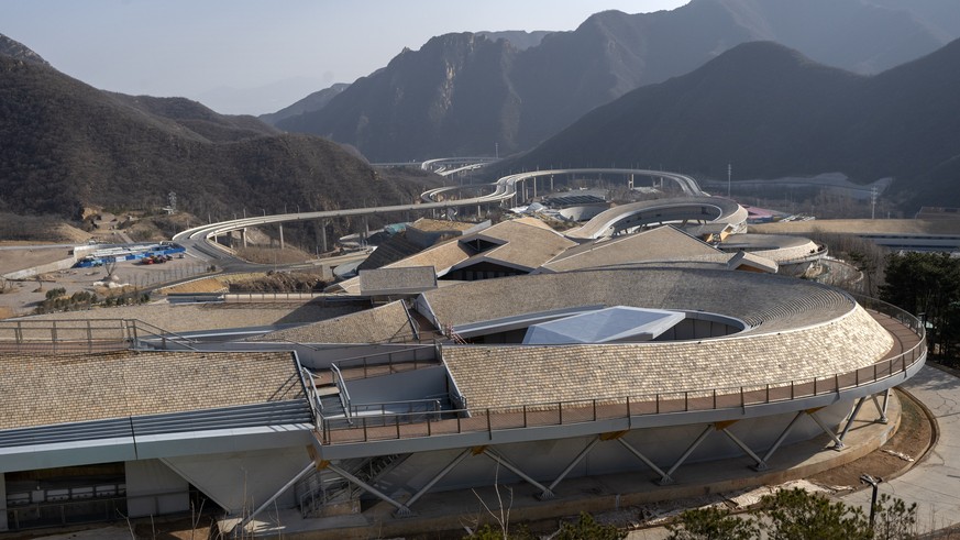 The Yanqing National Sliding Centre is seen during a media tour in Yanqing on the outskirts of Beijing, Friday, Feb. 5, 2021. The venue will host bobsleigh, luge, and skeleton competition during the u ...