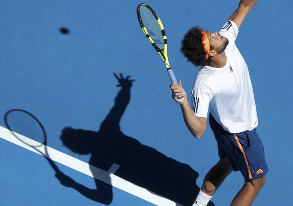 Tennis - Australian Open - Melbourne Park, Melbourne, Australia - 24/1/17 France&#039;s Jo-Wilfried Tsonga serves during his Men&#039;s singles quarter-final match against Switzerland&#039;s Stan Wawr ...