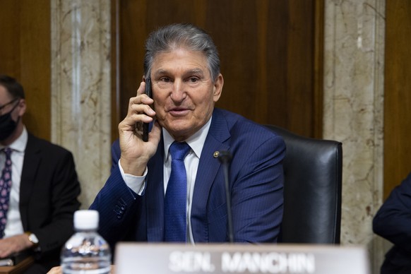 epa09563889 Chairman of the Senate Committee on Energy and Natural Resources, Democratic Senator from West Virginia Joe Manchin, arrives to attend a Senate Committee on Energy and Natural Resources he ...