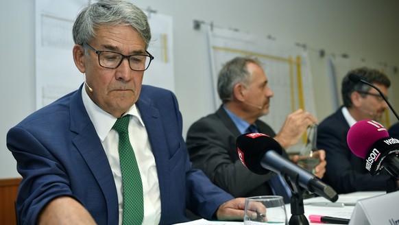 Urs Schwaller, VR - Praesident Post CH AG an der Medienkonferenz Rueckzahlungen im ÇFall PostAutoÈ in Zuerich am Freitag, 21. September 2018. (KEYSTONE/Walter Bieri)