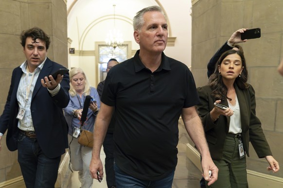 Speaker of the House Kevin McCarthy, R-Calif., arrives to his office on Capitol Hill, Monday, May 29, 2023, in Washington. After weeks of negotiations, President Joe Biden and House Speaker Kevin McCa ...