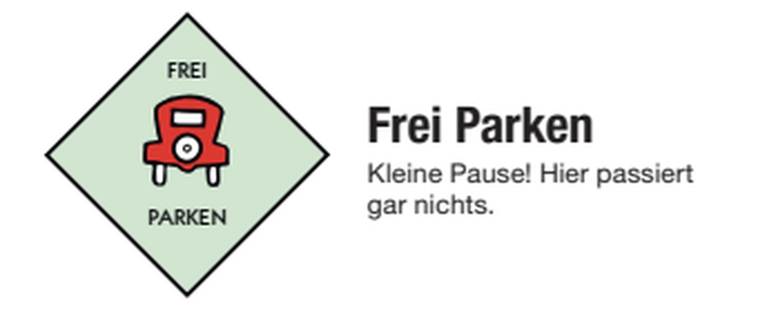 Beim Frei-Parken-Feld passiert gar nichts.