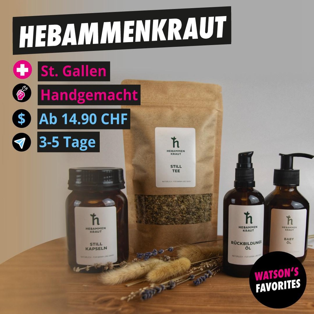 Die Hebammenkraut-Produkte