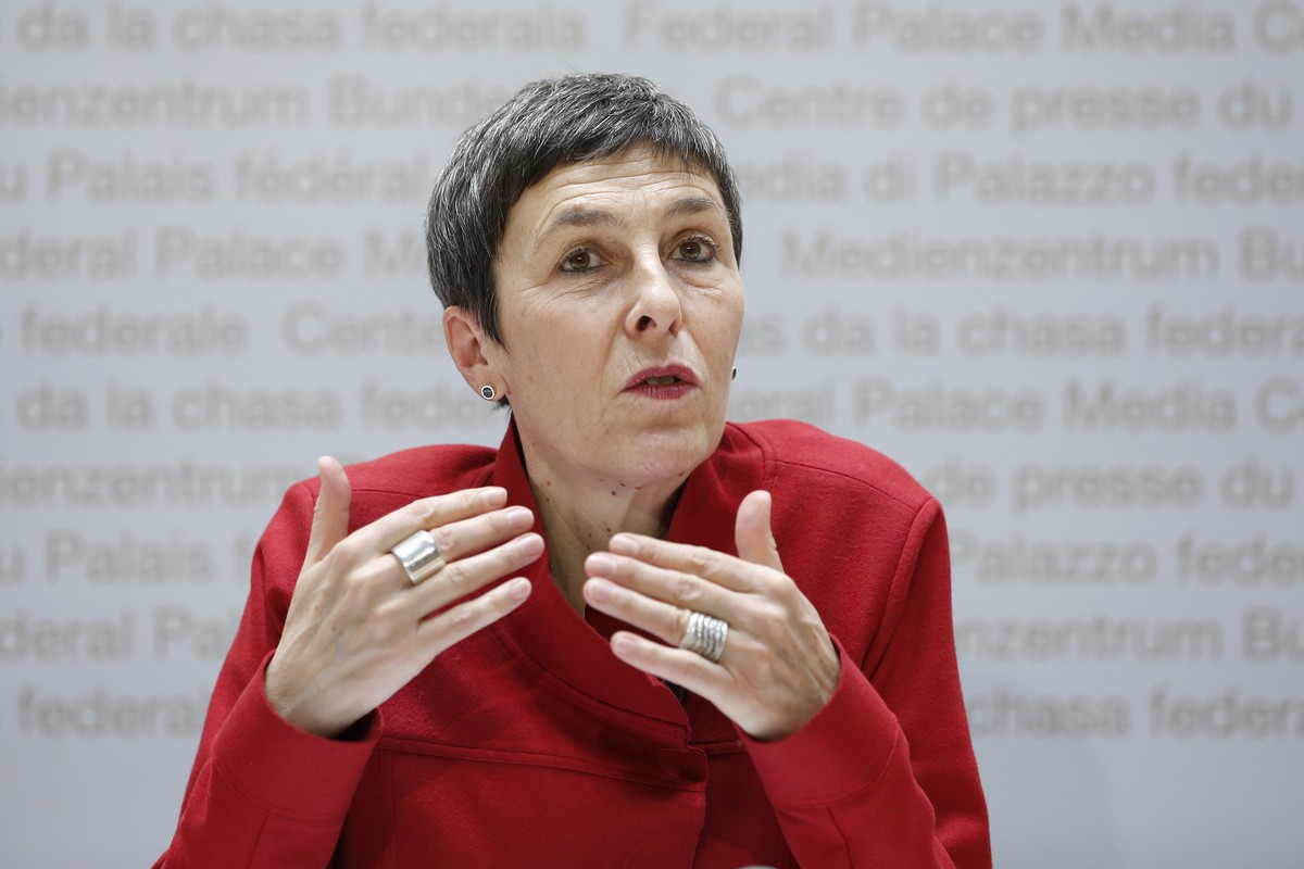 Barbara Gysi, Nationalraetin SP-SG, Vizepraesidentin der SP Schweiz, spricht waehrend einer Medienkonferenz ueber die Verbilligung der Krankenkassenpraemien, am Montag, 28. Januar 2019, in Bern. (KEYS ...
