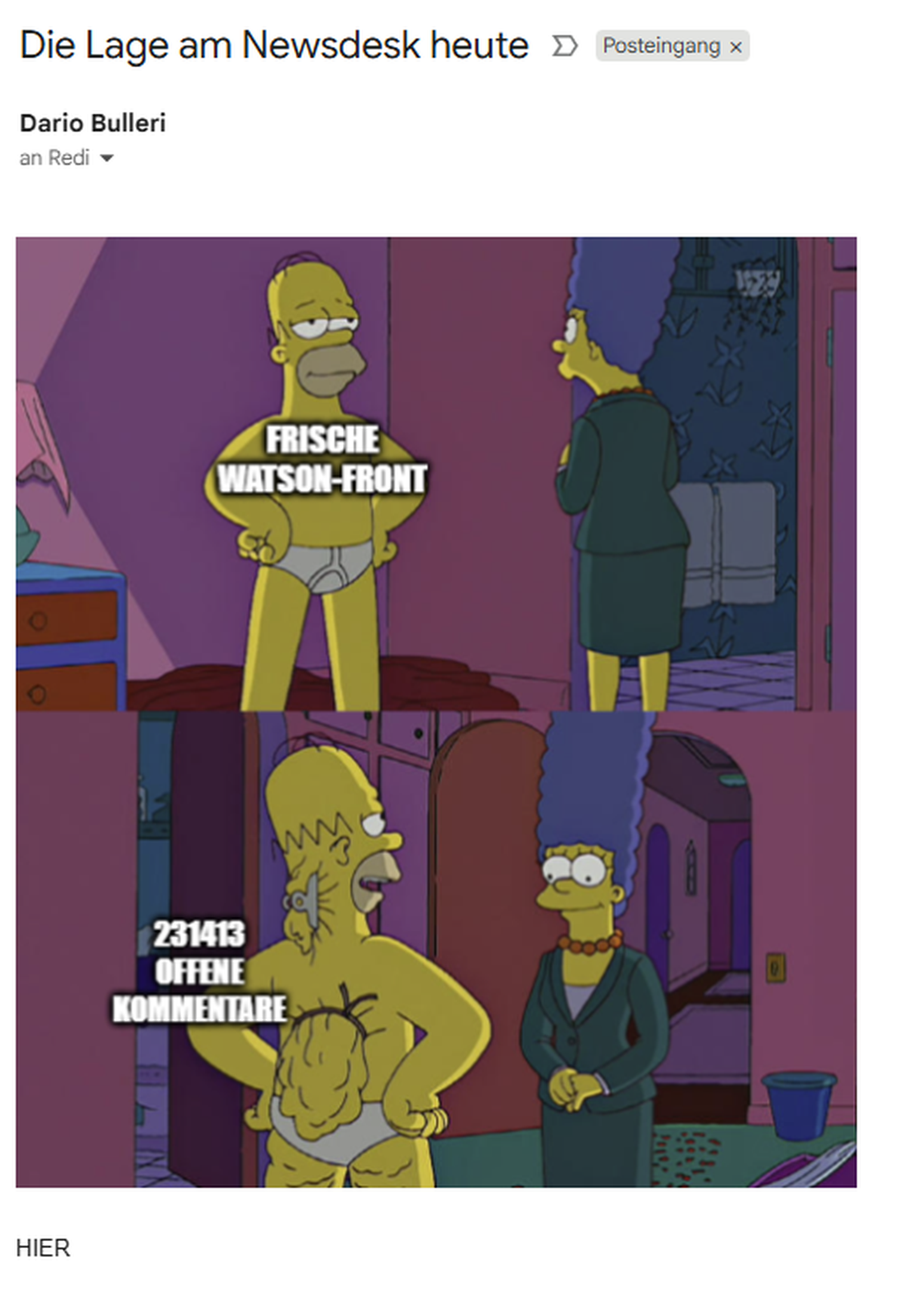 Darios Kommentar Mails zur fröhlichen Freischaltung