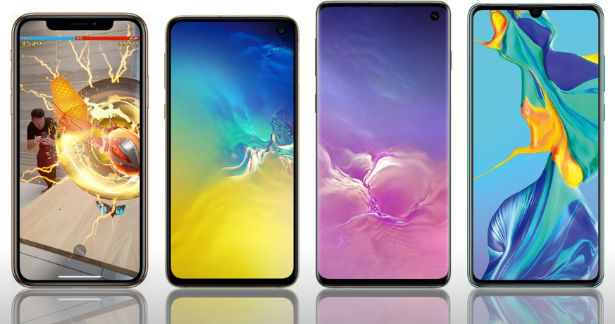 iPhone X/XS, Galaxy S10e, Galaxy S10 und Huawei P30 haben alle Displaygrössen um 6 Zoll.  