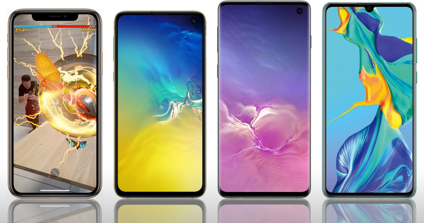 iPhone X/XS, Galaxy S10e, Galaxy S10 und Huawei P30 haben alle Displaygrössen um 6 Zoll.