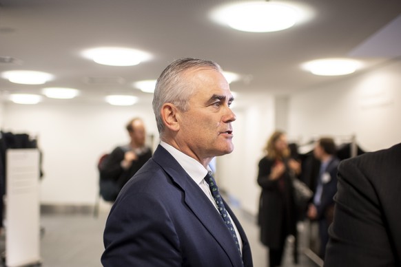 epa08214536 The new CEO of the Swiss bank Credit Suisse Thomas Gottstein speaks to the media after the press conference of the full-year results of 2019 in Zurich, Switzerland, Thursday, 13 Feburary 2 ...