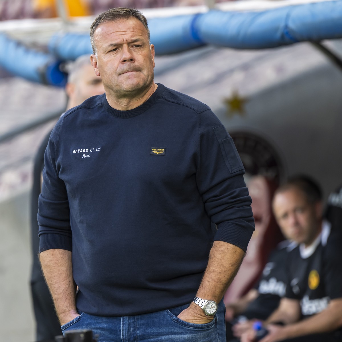 L'entraineur Patrick Rahmen (YB), lors de la rencontre de football de Swiss Super League entre le Servette, SFC, et le Young Boys, YB, ce mercredi 24 juillet 2024 au Stade De Geneve a Geneve. (KE ...
