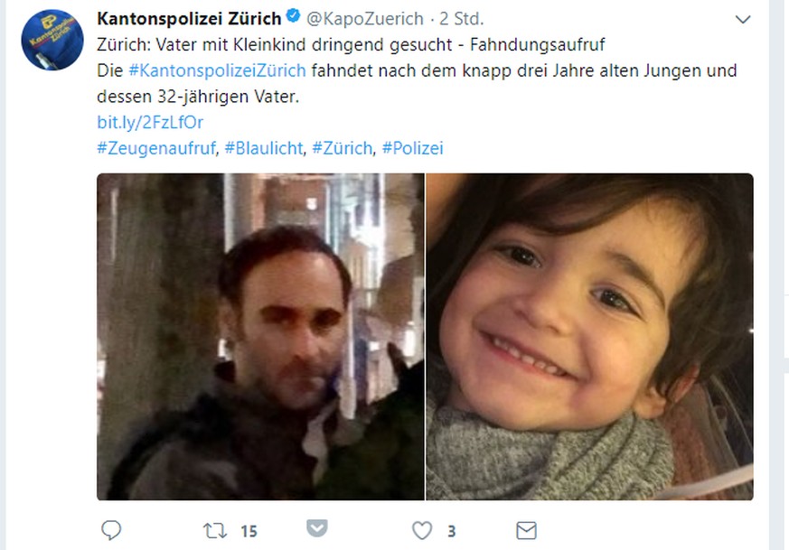 Polizei sucht nach Kleinkind und Vater.