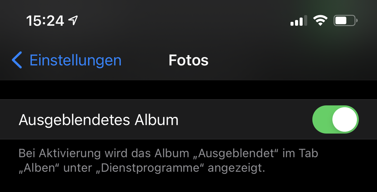 In den Systemeinstellungen geht man zu > Fotos und aktiviert die Funktion «Ausgeblendetes Album».