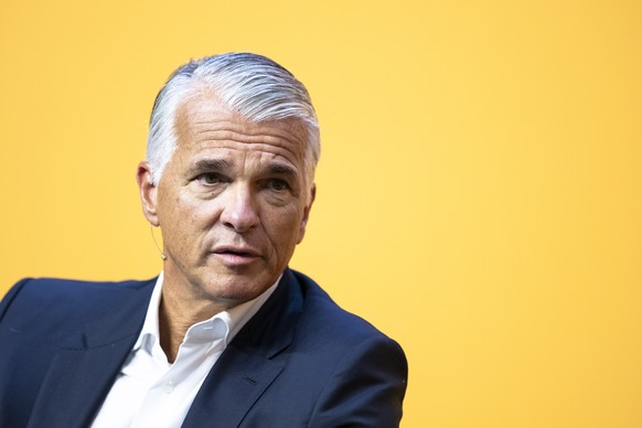 Der CEO der Grossbank UBS Sergio Ermotti, nimmt an einer Talkrunde am &quot;Tag der Wirtschaft 2025&quot; des Wirtschaftsverbandes Economiesuisse teil, am Freitag, 5. September 2025 im Kongresszentrum ...