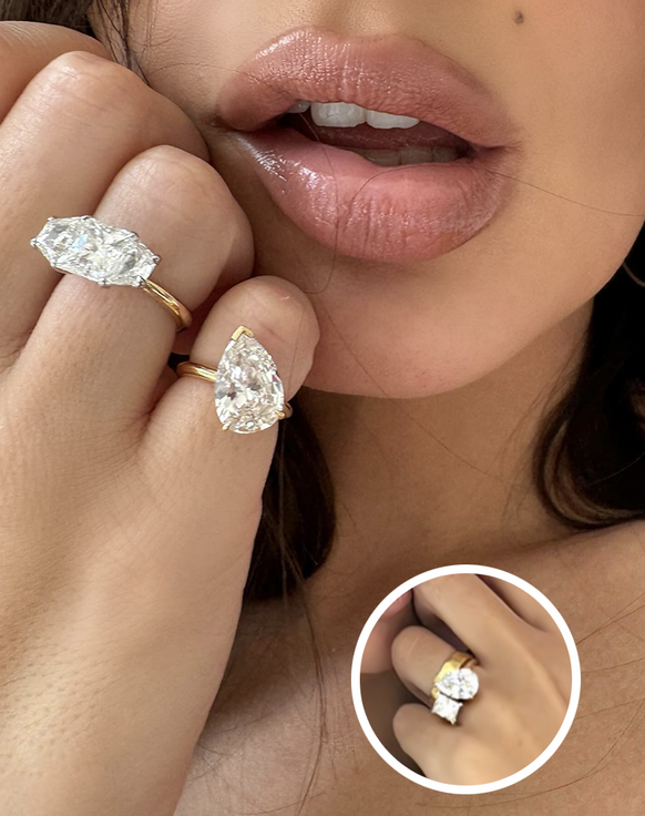 Die Hochzeitsringe von Emily Ratajkowski vorher (rechts) und nachher als Scheidungsringe (rechts).