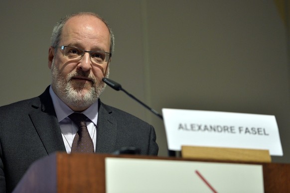 Alexandre Fasel, Switzerland&#039;s permanent representative to the United Nations in Geneva, delivers his speech during the Universal Postal Union UPU major conference at the International Conference ...