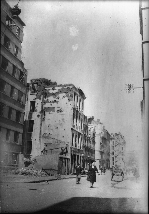 Lyon nach den Bombardierung durch die Alliierten, 1944.