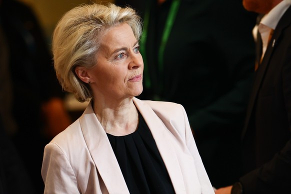 epa11160256 European Commission President Ursula von der Leyen attends a panel discussion at the &#039;Bayerischer Hof&#039; hotel, the venue of the 60th Munich Security Conference (MSC), in Munich, G ...