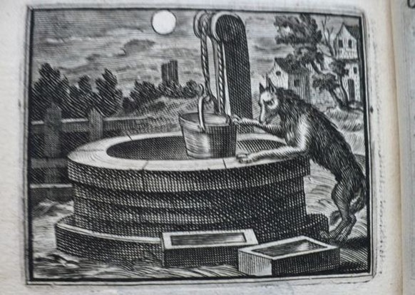 Le loup et le renard – Volksfabel aus Frankreich https://en.wikipedia.org/wiki/The_Moon_is_made_of_green_cheese#The_Wolf_and_the_Fox_story_type
