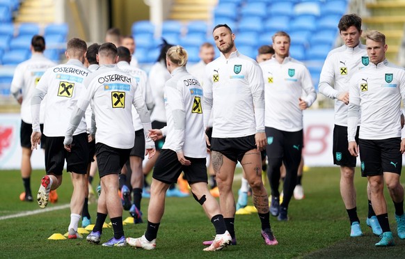 Austria Training - Cardiff City Stadium - Wednesday 23rd March Austria s Marko Arnautovic during a training session at the Cardiff City Stadium. Picture date: Wednesday March 23, 2022. Use subject to  ...