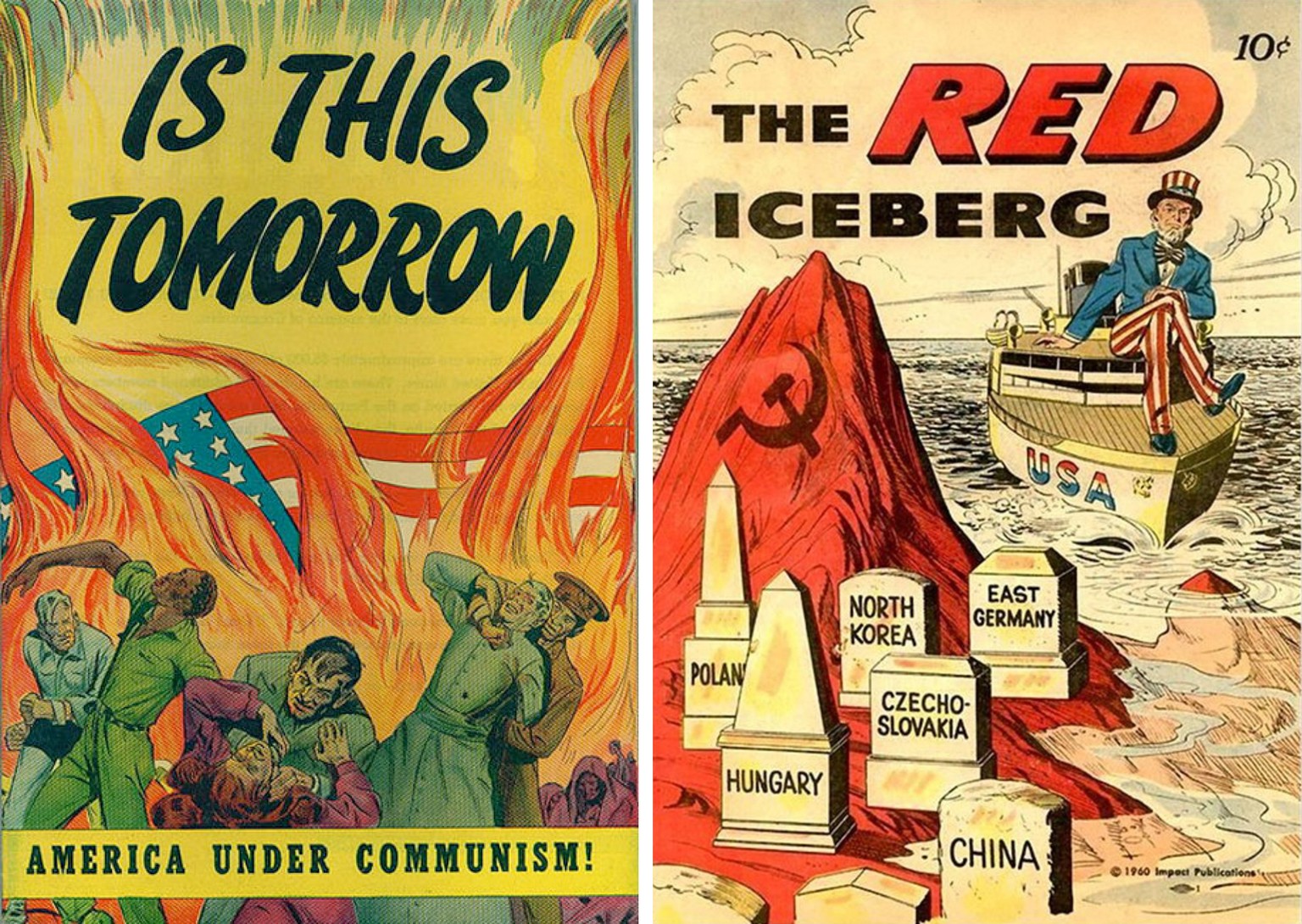 Zwei Anti-Kommunismus-Plakate der&nbsp;McCarthy-Ära, 1947er.