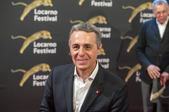 President of the Swiss Confederation Ignazio Cassis on the red carpet at the Piazza Grande at the 75th Locarno International Film Festival in Locarno, Switzerland, Thursday, August 11, 2022. The Festi ...