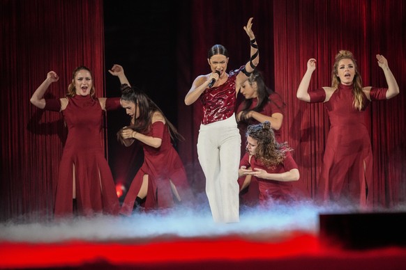 Blanca Paloma of Spain performs during dress rehearsals at the Eurovision Song Contest in Liverpool, England, Wednesday, May 10, 2023. (AP Photo/Martin Meissner)
Blanca Paloma