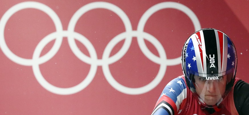 epa06520783 Erin Hamlin of the USA competes in the Women&#039;s Luge Singles competition at the Olympic Sliding Centre during the PyeongChang 2018 Olympic Games, South Korea, 13 February 2018. EPA/DIE ...