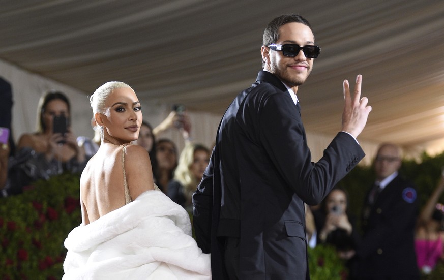 Kim Kardashian, left, and Pete Davidson attend The Metropolitan Museum of Art&#039;s Costume Institute benefit gala celebrating the opening of the &quot;In America: An Anthology of Fashion&quot; exhib ...