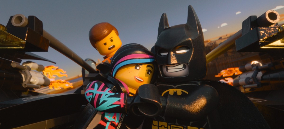 This image released by Warner Bros. Pictures shows characters, from left, Emmet, voiced by Chris Pratt, Wyldstyle, voiced by Elizabeth Banks and Batman, voiced by Will Arnett, in a scene from "Th ...