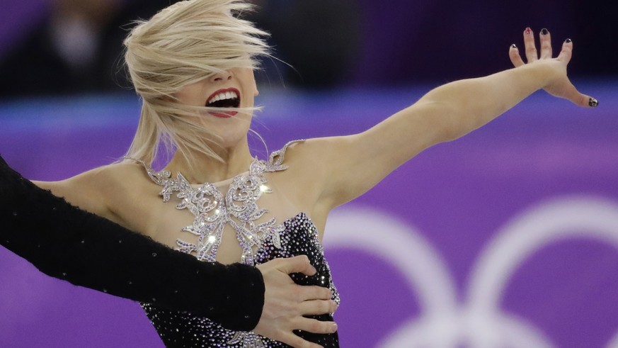 Penny Coomes and Nicholas Buckland of Britain perform during the ice dance, short dance figure skating in the Gangneung Ice Arena at the 2018 Winter Olympics in Gangneung, South Korea, Monday, Feb. 19 ...